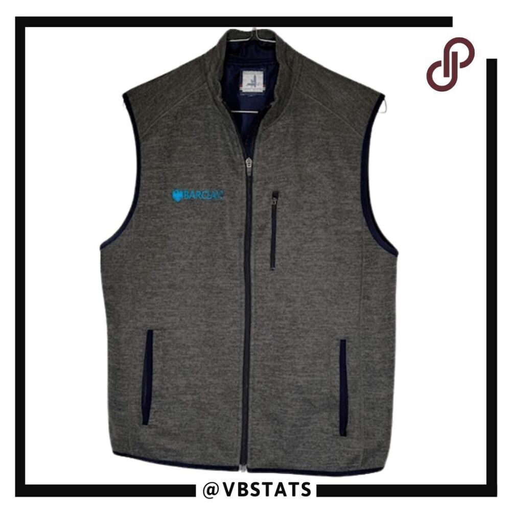 Johnnie O Men's Full Zip Mock Neck Vest Gray Size Large